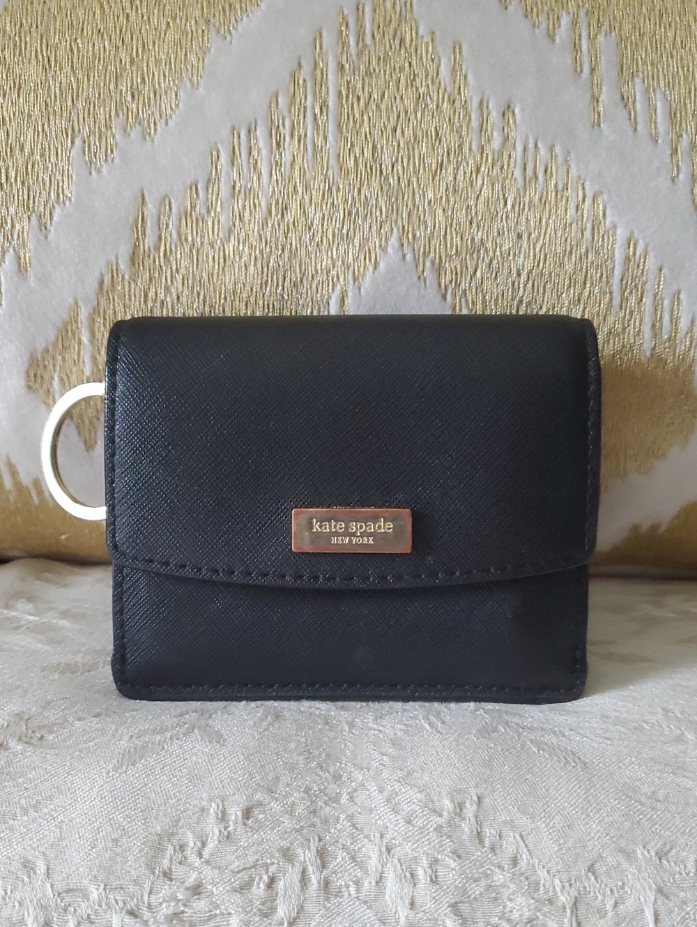 Kate Spade Petty Laurel Way Black Key Ring Card Leather Wallet